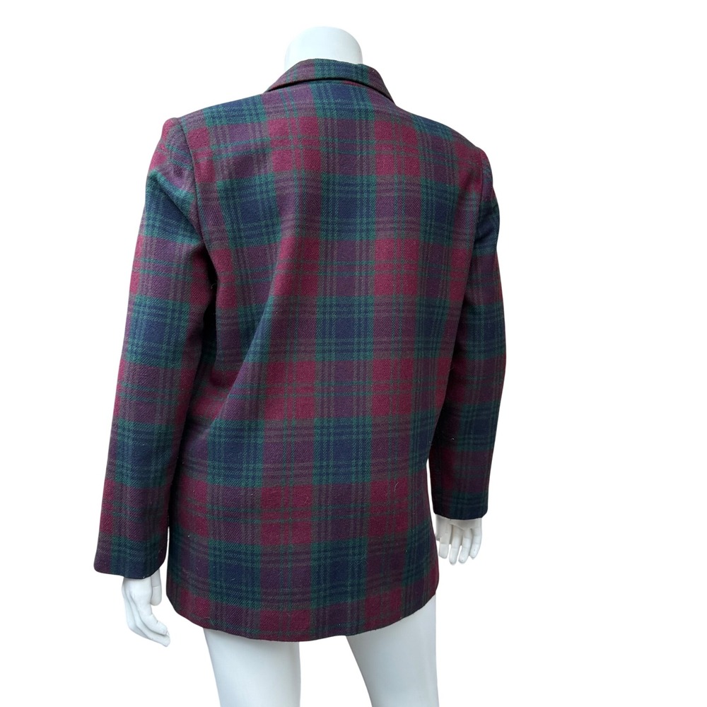 Vintage Sag Harbor Plaid Wool Blazer Dark Academia Preppy 90s Tartan Jacket 16 - Picture 3 of 13